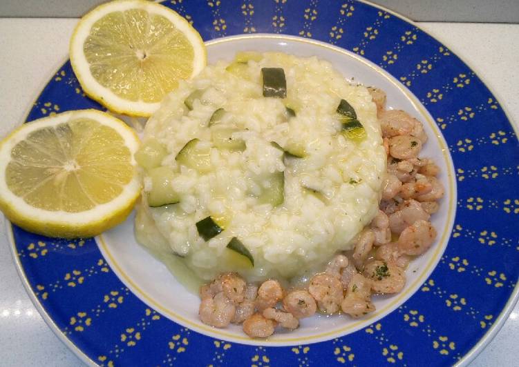 Risotto con zucchina genovese e gamberetti