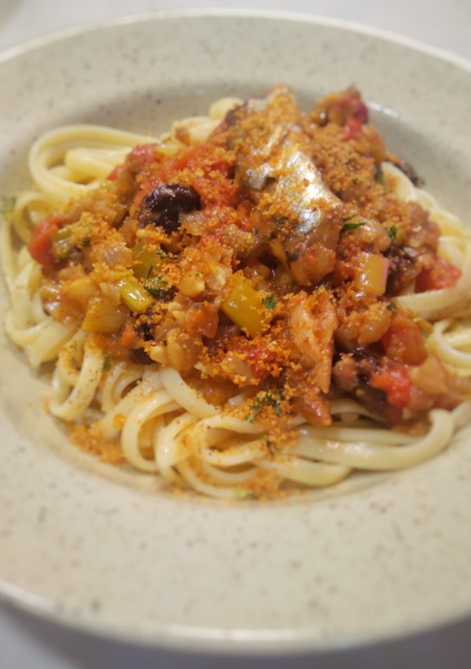 Una foto de "Pasta chi sardi" pasta con sardinas