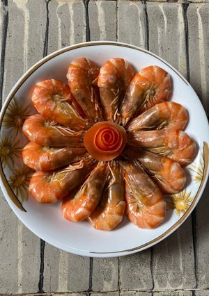 Hình của món Tôm hấp bia.