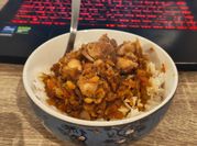 A picture of basmati rice and chicken