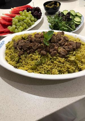صورة لوصفة رز مع الباقلاء واللحم