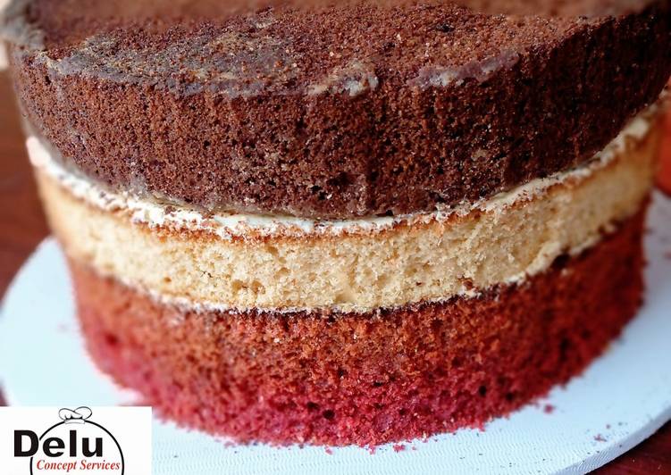 3 flavors Cake (CHOCOLATE, VANILLA, RED VELVET CAKES)