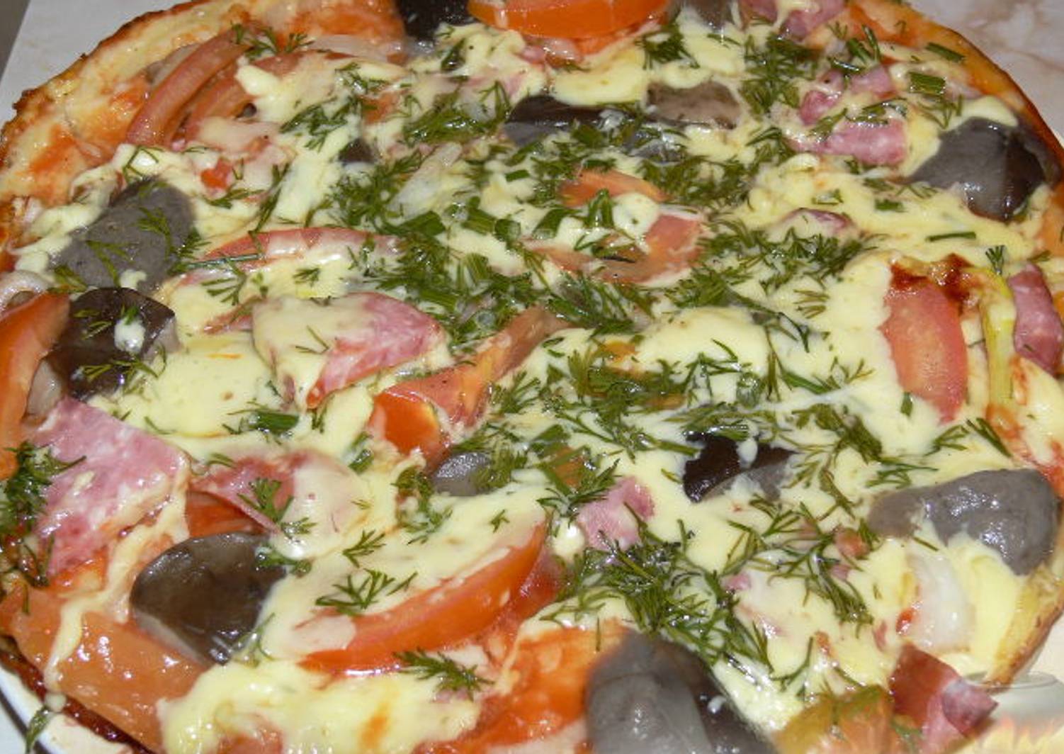 грибная пицца на сковороде рецепт фото 15