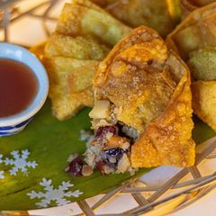 A picture of Crispy wonton with nut roast stuffing 🌟.