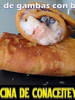 Una foto de Crepes con sabor a Gambas rellenas de Bacalao
