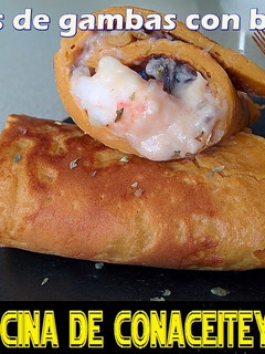 Una foto de Crepes con sabor a Gambas rellenas de Bacalao