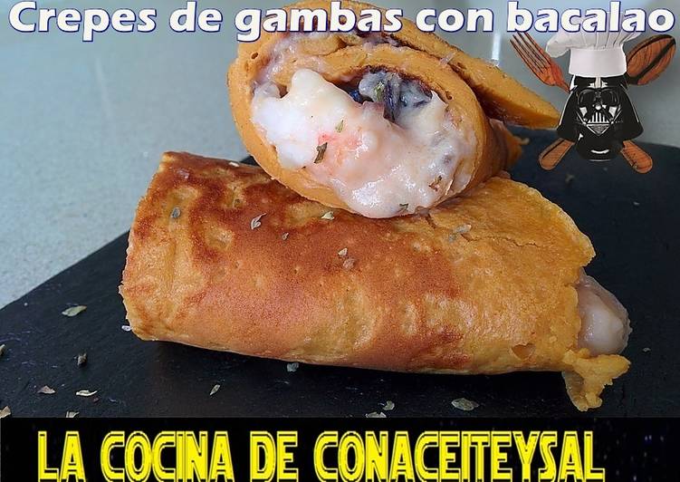 Crepes con sabor a Gambas rellenas de Bacalao