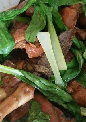 A picture of Braised sweet pork leg with pechay.
