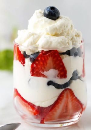 A picture of Keto Blueberry & Strawberry Creamy Mousse.