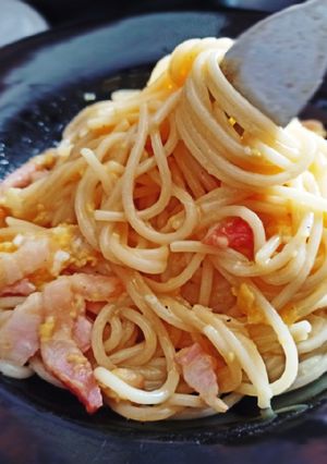 Hình của món Mì Ý sốt trứng thịt muối (Spaghetti Carbonara).