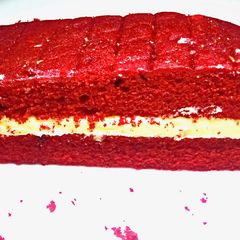 Red Velvet cake bar and lemony butter cream A picture of Red Velvet cake bar and lemony butter cream.