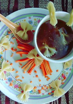 A picture of Hot and Sour Pasta Soup.