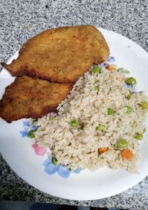 صورة لوصفة رز بالبسلة والجزر وبانيه