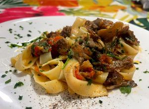 Foto di Tagliatelle con Funghi Pleurotus e Pomodori Freschi