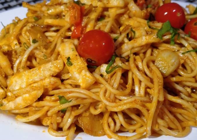 Resep: &#34;Spaghetti tanggal tua&#34; Urai noodle with turnip &amp; barbeque sauce Enak Dan Mudah