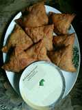 Whole wheat(gandum atta) samosay with green raita chutni