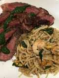 Ribeye Mint Chutney Sauce w/ Shrimp Pad Thai