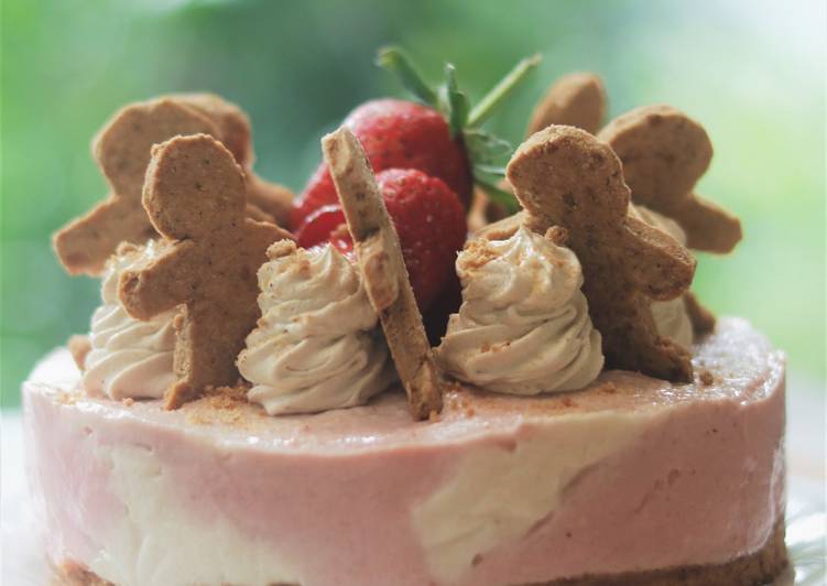 How to Make Yummy Gingerbread Strawberry Cheesecake dengan Agar-agar