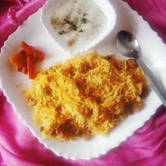 A picture of Matar soya chunk pulao.
