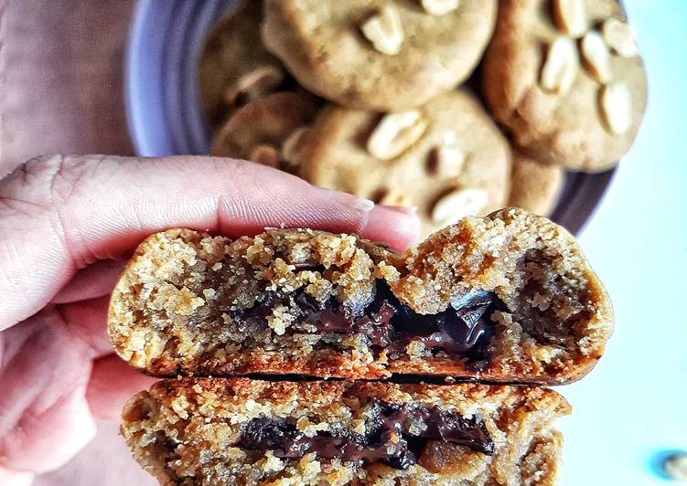 🍪COOKIES DE PEANUTBUTTER CRUNCHY RELLENAS DE CHOCOLATE🍪