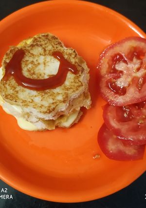 A picture of Bread omlette sandwich.