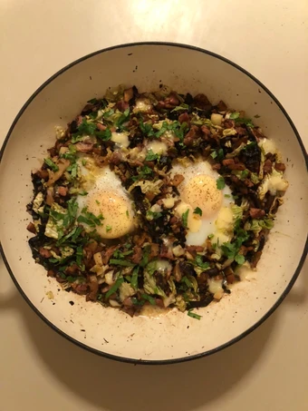 Easy Way Prepare Recipe Smoked Ham, Celeriac and Cabbage Hash with Duck Eggs that is Delicious, Delicious}