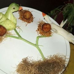 A picture of Potato Cheese Balls on a Bird Nest.