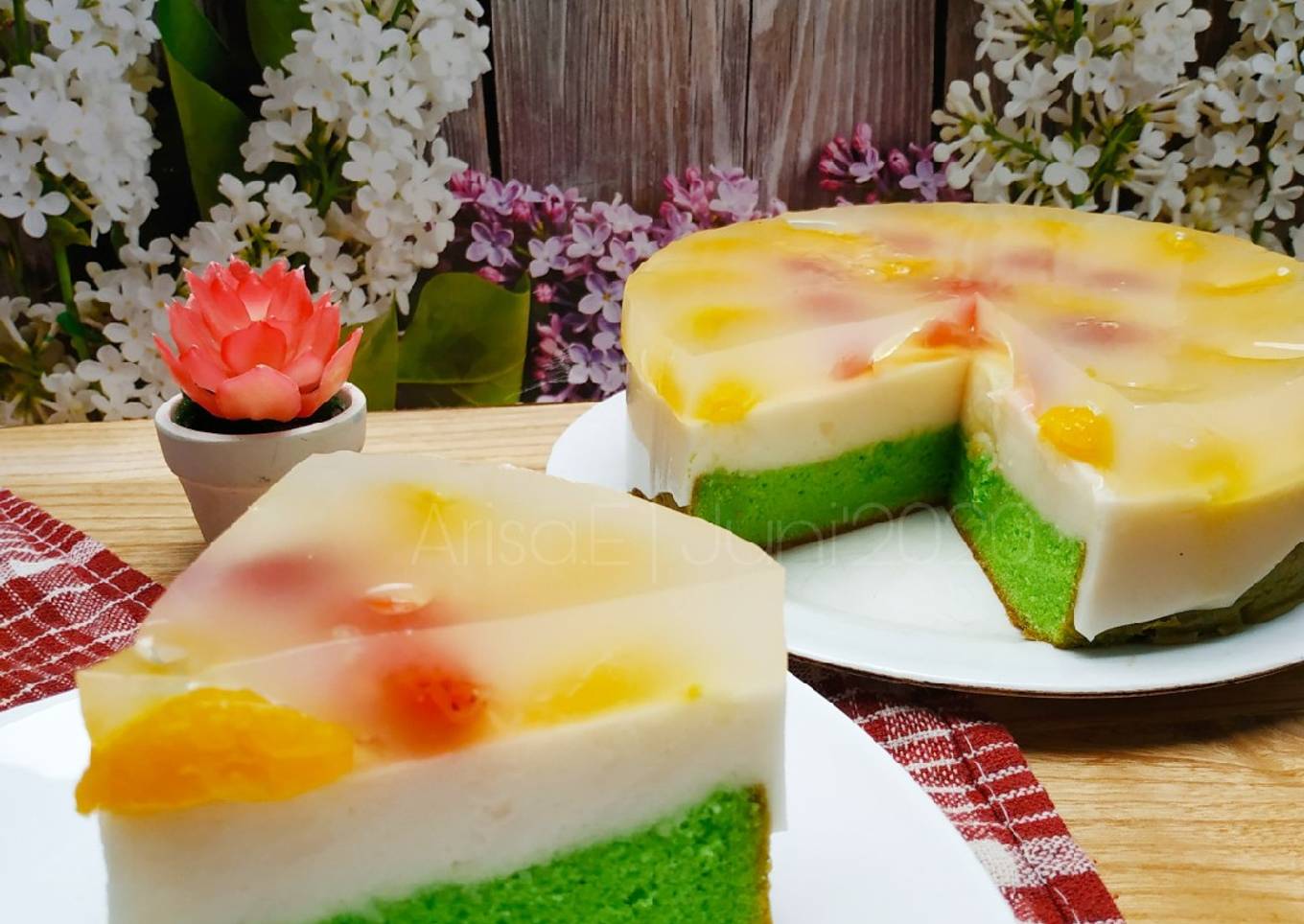 Cake pandan puding busa