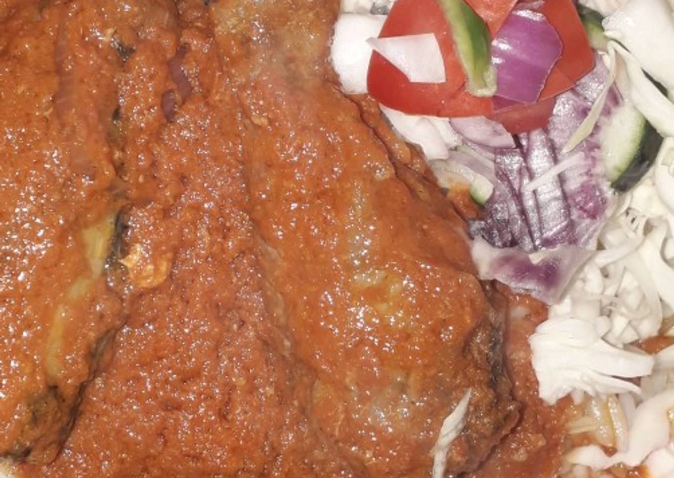 Just salad and chicken stew