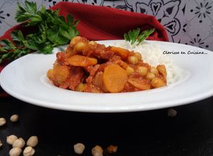 Une photo de Mijoté de pois chiches aux carottes chorizo et pulpe de tomate
