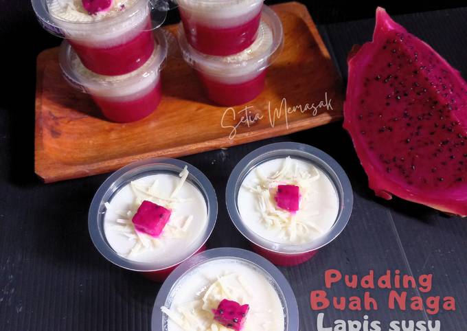 Resep Pudding Buah Naga Lapis Susu Oleh Setia Memasak Cookpad