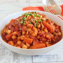A picture of Moroccan Vegetable Stew with Chickpeas & Apricots.