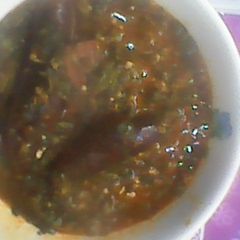 A picture of Ofe Anghara(garden egg leaf soup with okro).