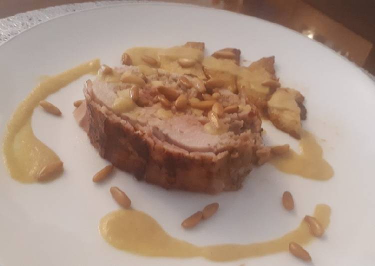 Solomillo relleno con salsa de curry