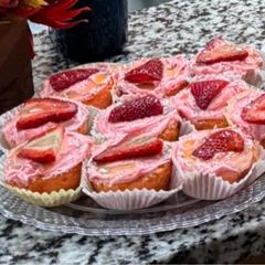 A picture of Strawberry banana cupcakes.