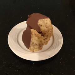 A picture of Milk Chocolate Dipped Toffee Shortbread Cookies.