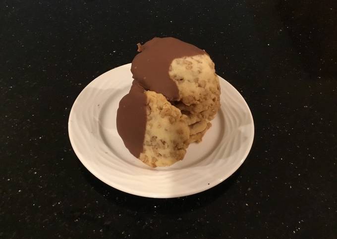 Recipe of Homemade Milk Chocolate Dipped Toffee Shortbread Cookies