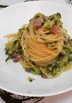 O poză a rețetei Carbonara cu bostănei.
