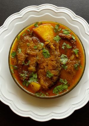 A picture of Potato Fish Curry.