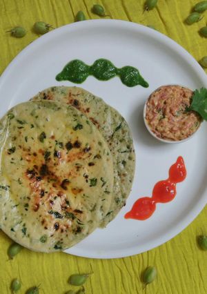 A picture of Hara Chana paneer paratha.