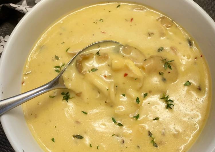 Step-by-Step Guide to Prepare Perfect Chicken &amp; Oyster Mushroom Soup with Thyme