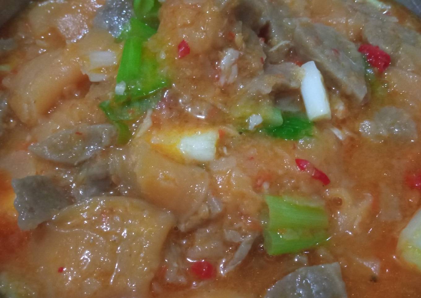 Seblak bakso kerupuk oren