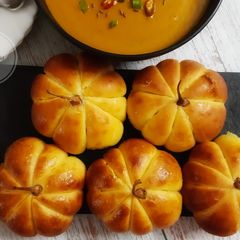 Pumpkin Bread in Pumpkin shape (no oven bread) A picture of Pumpkin Bread in Pumpkin shape (no oven bread).