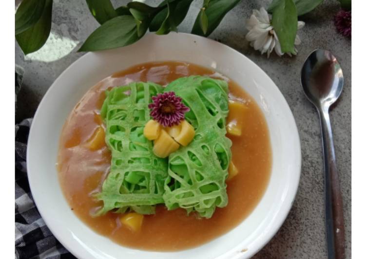 Cara Gampang mengolah Roti Jala Kinca Nangka, Enak