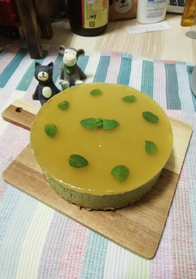 抹茶慕斯戚風佐綠茶果凍 的食譜成品照片