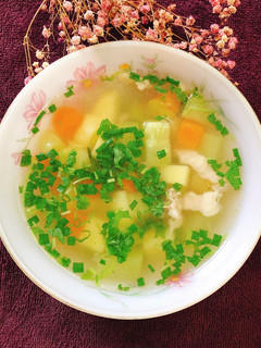 A picture of Pork Soup with Carrots and Potatoes.