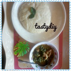 A picture of Vegetable soup with swallow.