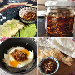 Garlic Chilli Oil with Nuts A picture of Garlic Chilli Oil with Nuts.