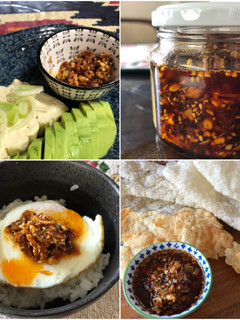 A picture of Garlic Chilli Oil with Nuts.