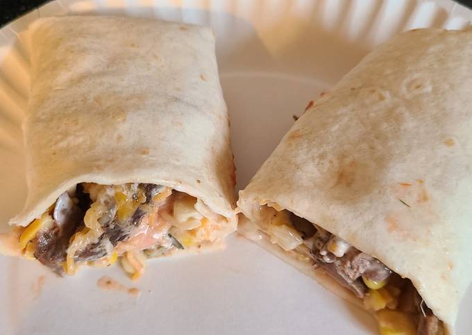 Steps to Prepare Any-night-of-the-week Steak or chicken with corn and black bean wraps